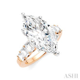 1 1/4 Ctw Marquise Shape Emerald and Round Cut Diamond Semi-Mount Engagement Ring in 14K Rose and White Gold
