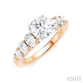 1 Ctw Round Shape Oval and Round Cut Diamond Semi-Mount Engagement Ring in 14K Rose and White Gold