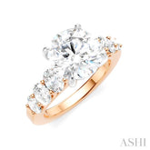 1 1/4 Ctw Round Shape Oval and Round Cut Diamond Semi-Mount Engagement Ring in 14K Rose and White Gold