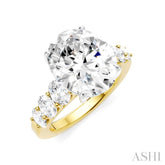 1 1/4 Ctw Oval Shape Oval and Round Cut Diamond Semi-Mount Engagement Ring in 14K Yellow and White Gold