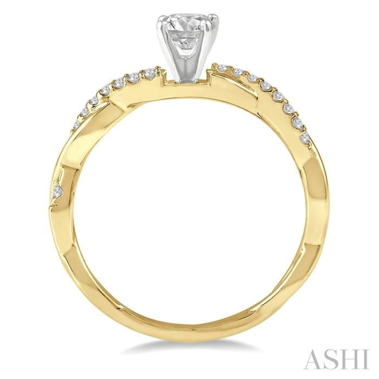 1/10 Ctw Round Center Semi-Mount Diamond Engagement Ring in 14K Yellow and White Gold 1/10 Ctw Round Center Semi-Mount Diamond Engagement Ring in 14K Yellow and White Gold