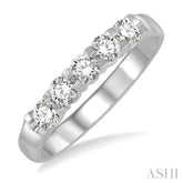 1/2 Ctw 5 Stone Round Cut Diamond Wedding Band in 14K White Gold