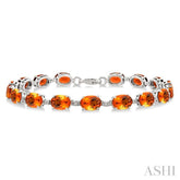 7X5 MM Oval Shape Citrine and 1/10 Ctw Single Cut Diamond Semi-Precious Bracelet in Sterling Silver