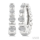1/10 Ctw Bold Ribbed Single Cut Diamond Hoop Fashion Earrings in Sterling Silver