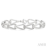 1/6 Ctw Round Cut Diamond Bold Knot Link Fashion Bracelet in Sterling Silver