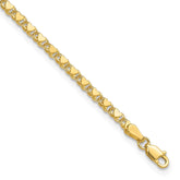 14k Polished Double-Sided Hearts Double Link 10 inch Anklet