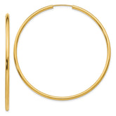 14k 2x54mm Polished Round Endless Tube Hoop Earrings