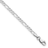 14K White Gold 10 inch 2.75mm Flat Figaro with Lobster Clasp Anklet