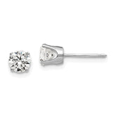 14k White Gold 5mm Round CZ Stud Earrings