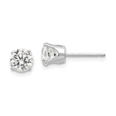 14k White Gold 5.5mm Round CZ Stud Earrings