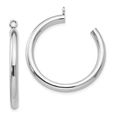 14k White Gold Polished 3x30mm Tube Hoop Earring Jackets 14k White Gold Polished 3x30mm Tube Hoop Earring Jackets