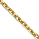 14K 24 inch 3mm Diamond-cut Round Open Link Cable with Lobster Clasp Chain