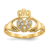 14k 1/10 carat AA Diamond Claddagh Ring
