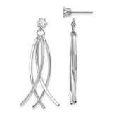 14k White Gold Curved Dangle Jackets with 4mm CZ Stud Earrings
