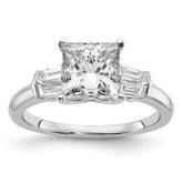 14k White Gold 1/2 carat Lab Grown Diamond VS+ F+ 1 1/2 carat Center Princess Semi Mount Three Stone Engagement Ring