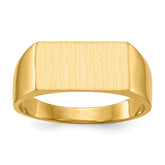 14k 13.0x7.0mm Rectangle Closed Back Signet Ring