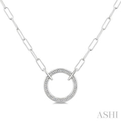 1/10 Ctw Round Cut Diamond Circle Pendant With Paperclip Chain in Sterling Silver 1/10 Ctw Round Cut Diamond Circle Pendant With Paperclip Chain in Sterling Silver