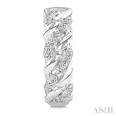 1/10 Ctw Single Cut Diamond Curb & Cuban Earrings in Sterling Silver