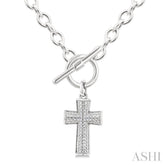 1/20 Ctw Cross Toggle Single Cut Diamond Fashion Necklace in Sterling Silver