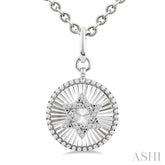 1/10 Ctw Round Fluted Medallion Single Cut Diamond Star of David Pendant With Chain in Sterling Silver