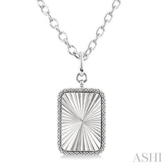 1/10 Ctw Rectangle Fluted Medallion Single Cut Diamond Pendant With Chain in Sterling Silver 1/10 Ctw Rectangle Fluted Medallion Single Cut Diamond Pendant With Chain in Sterling Silver