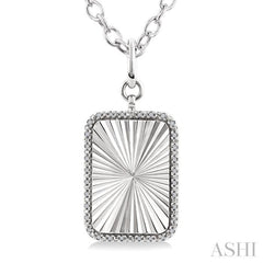 1/10 Ctw Rectangle Fluted Medallion Single Cut Diamond Pendant With Chain in Sterling Silver 1/10 Ctw Rectangle Fluted Medallion Single Cut Diamond Pendant With Chain in Sterling Silver