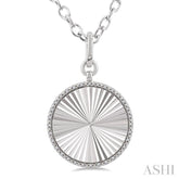 1/10 Ctw Round Fluted Medallion Single Cut Diamond Pendant With Chain in Sterling Silver