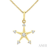 1/10 Ctw Star Round Cut Diamond Petite Fashion Pendant With Chain in 10K Yellow Gold