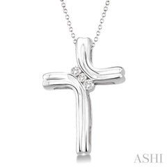 1/10 Ctw Round Cut Diamond Cross Pendant in Sterling Silver with Chain 1/10 Ctw Round Cut Diamond Cross Pendant in Sterling Silver with Chain