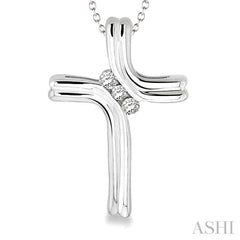1/10 Ctw Round Cut Diamond Cross Pendant in Sterling Silver with Chain 1/10 Ctw Round Cut Diamond Cross Pendant in Sterling Silver with Chain