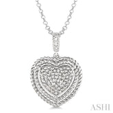 1/20 Ctw Round Cut Diamond Heart Pendant in Sterling Silver with Chain