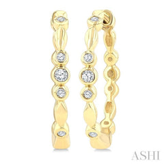 1/10 Ctw Round Cut Diamond Fashion Hoop Earrings in 10K Yellow Gold 1/10 Ctw Round Cut Diamond Fashion Hoop Earrings in 10K Yellow Gold