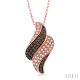 1/4 Ctw Round Cut White and Champagne Brown Diamond Pendant in 14K Rose Gold with Chain