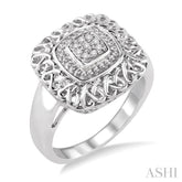 1/20 Ctw Cushion Shape Single Cut Diamond Ring in Sterling Silver