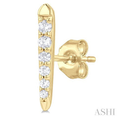 1/10 Ctw Petite Vertical Bar Graduated Round Cut Diamond Fashion Stud Earring in 10K Yellow Gold 1/10 Ctw Petite Vertical Bar Graduated Round Cut Diamond Fashion Stud Earring in 10K Yellow Gold