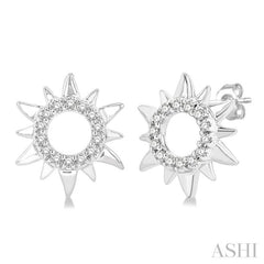 1/10 Ctw Petite Sun Round Cut Diamond Fashion Stud Earring in 10K White Gold 1/10 Ctw Petite Sun Round Cut Diamond Fashion Stud Earring in 10K White Gold