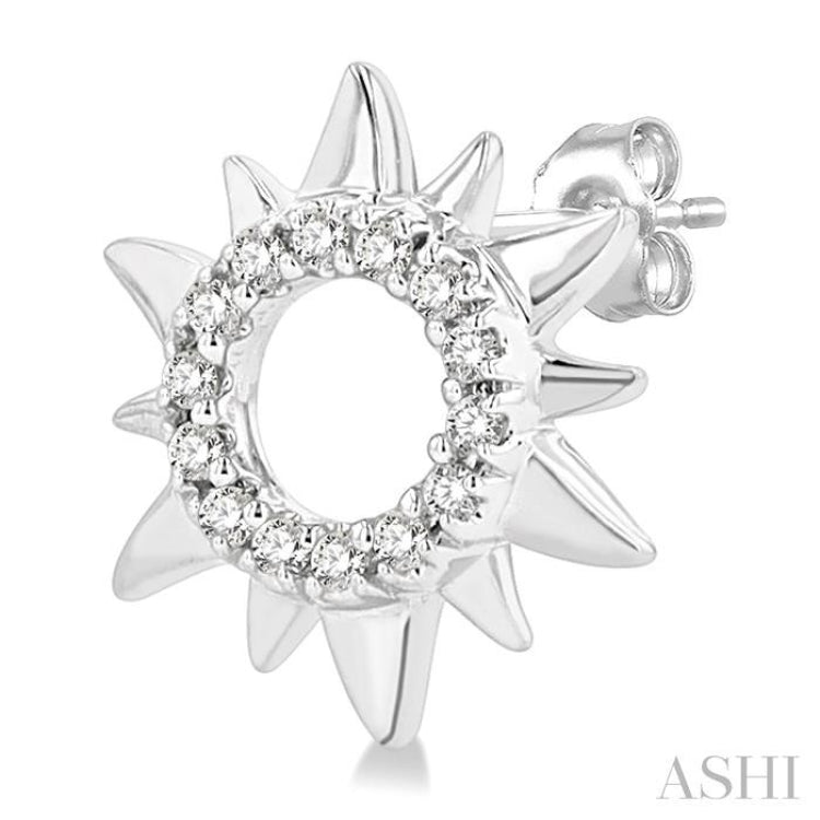 1/10 Ctw Petite Sun Round Cut Diamond Fashion Stud Earring in 10K White Gold 1/10 Ctw Petite Sun Round Cut Diamond Fashion Stud Earring in 10K White Gold