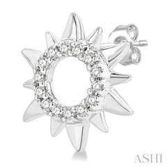 1/10 Ctw Petite Sun Round Cut Diamond Fashion Stud Earring in 10K White Gold 1/10 Ctw Petite Sun Round Cut Diamond Fashion Stud Earring in 10K White Gold