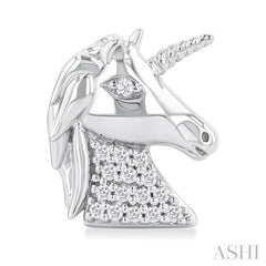 1/10 Ctw Petite Unicorn Round Cut Diamond Cut Fashion Stud Earring in 10K White Gold 1/10 Ctw Petite Unicorn Round Cut Diamond Cut Fashion Stud Earring in 10K White Gold