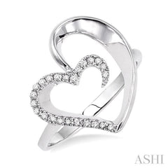 1/10 Ctw Round Cut Diamond Heart Shape Ring in Sterling Silver 1/10 Ctw Round Cut Diamond Heart Shape Ring in Sterling Silver