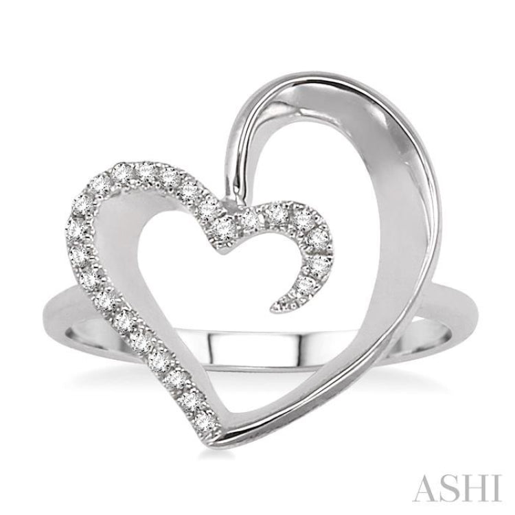 1/10 Ctw Round Cut Diamond Heart Shape Ring in Sterling Silver 1/10 Ctw Round Cut Diamond Heart Shape Ring in Sterling Silver