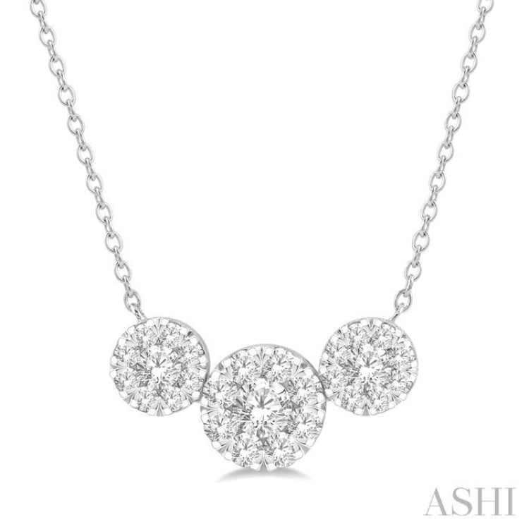 2 Ctw 3-Stone Lovebright Round Cut Diamond Necklace in 14K White Gold 2 Ctw 3-Stone Lovebright Round Cut Diamond Necklace in 14K White Gold