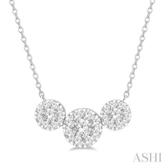 2 Ctw 3-Stone Lovebright Round Cut Diamond Necklace in 14K White Gold 2 Ctw 3-Stone Lovebright Round Cut Diamond Necklace in 14K White Gold