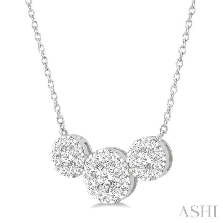 2 Ctw 3-Stone Lovebright Round Cut Diamond Necklace in 14K White Gold 2 Ctw 3-Stone Lovebright Round Cut Diamond Necklace in 14K White Gold