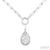 1/4 Ctw Lovebright Pear Shape Round Cut Diamond Paperclip Necklace in 14K White Gold