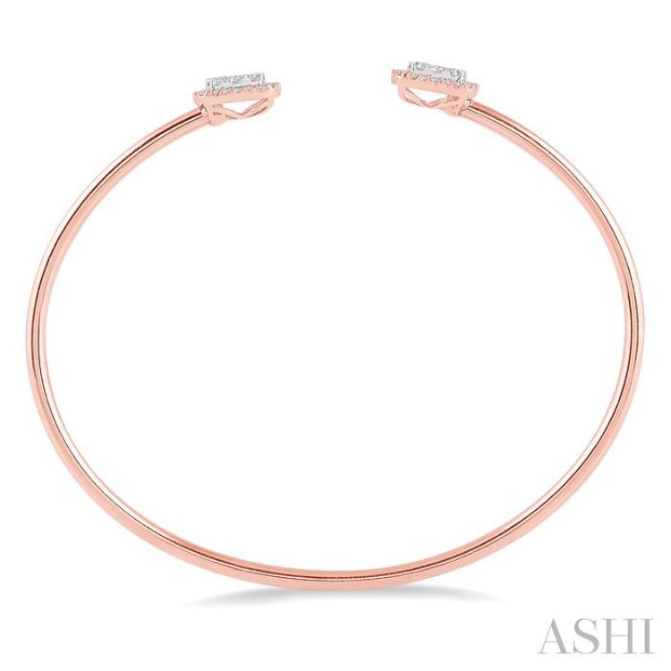 3/4 Ctw Cushion Shape Lovebright Open Cuff Diamond Bangle in 14K Rose and White Gold 3/4 Ctw Cushion Shape Lovebright Open Cuff Diamond Bangle in 14K Rose and White Gold