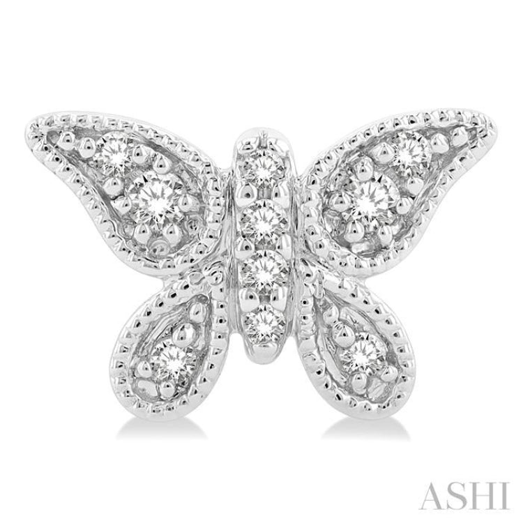 1/10 Ctw Petite Milgrain Butterfly Round Cut Diamond Fashion Stud Earring in 10K White Gold 1/10 Ctw Petite Milgrain Butterfly Round Cut Diamond Fashion Stud Earring in 10K White Gold