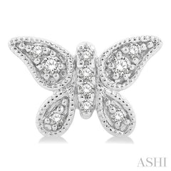 1/10 Ctw Petite Milgrain Butterfly Round Cut Diamond Fashion Stud Earring in 10K White Gold 1/10 Ctw Petite Milgrain Butterfly Round Cut Diamond Fashion Stud Earring in 10K White Gold