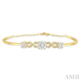 3/4 Ctw Round Cut Diamond Lovebright Bracelet in 14K Yellow and White Gold