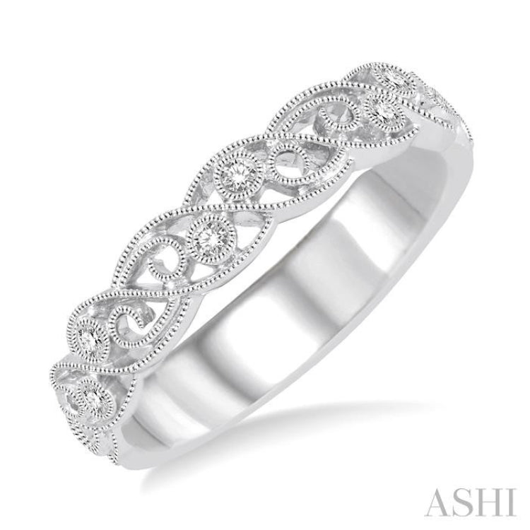 1/10 Ctw Round Cut Diamond Stack Band in 14K White Gold 1/10 Ctw Round Cut Diamond Stack Band in 14K White Gold